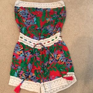 Aerie strapless floral romper